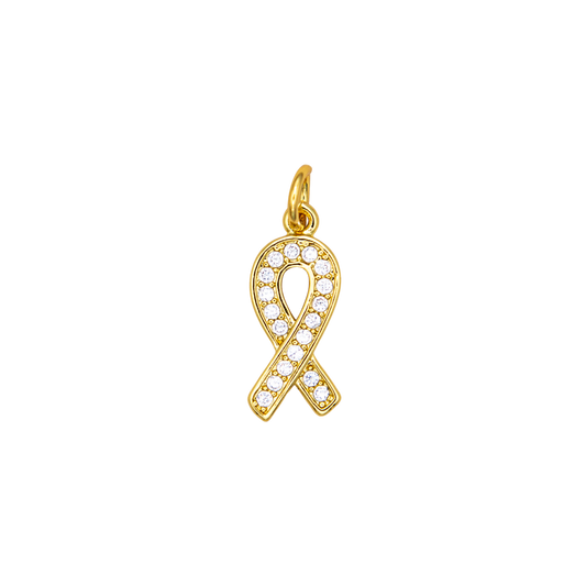 Micro Paved Cancer Awareness Charm