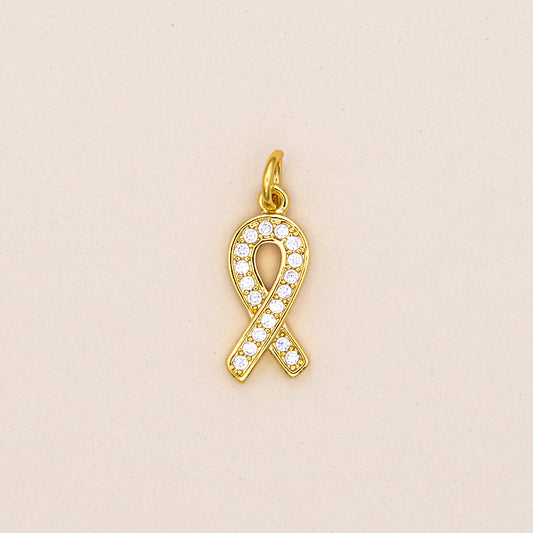 Micro Paved Cancer Awareness Charm