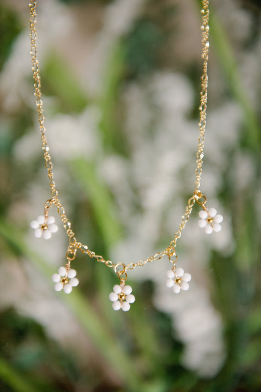 Five Flower Crystal Bloom Necklace