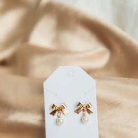 Bow and Pearl Post Earrings