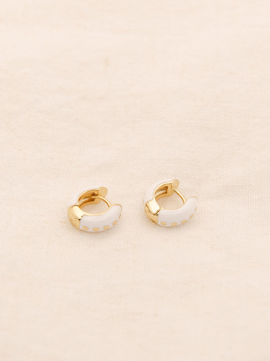 Enamel Dotted Huggie Earrings