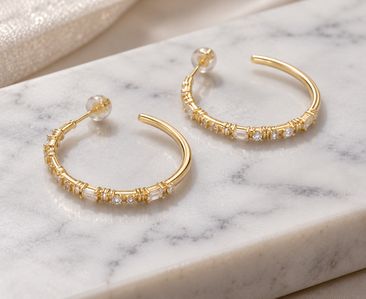 CZ Cluster C-Shaped Hoop