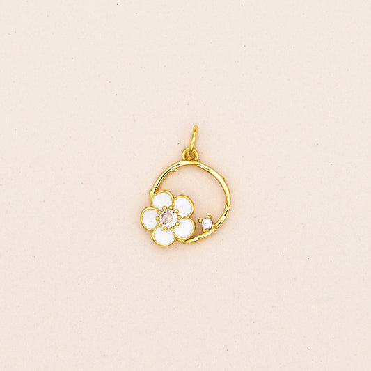 White Clover CZ Gold Charm