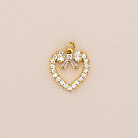 CZ Open Heart ribbon Bow Charm