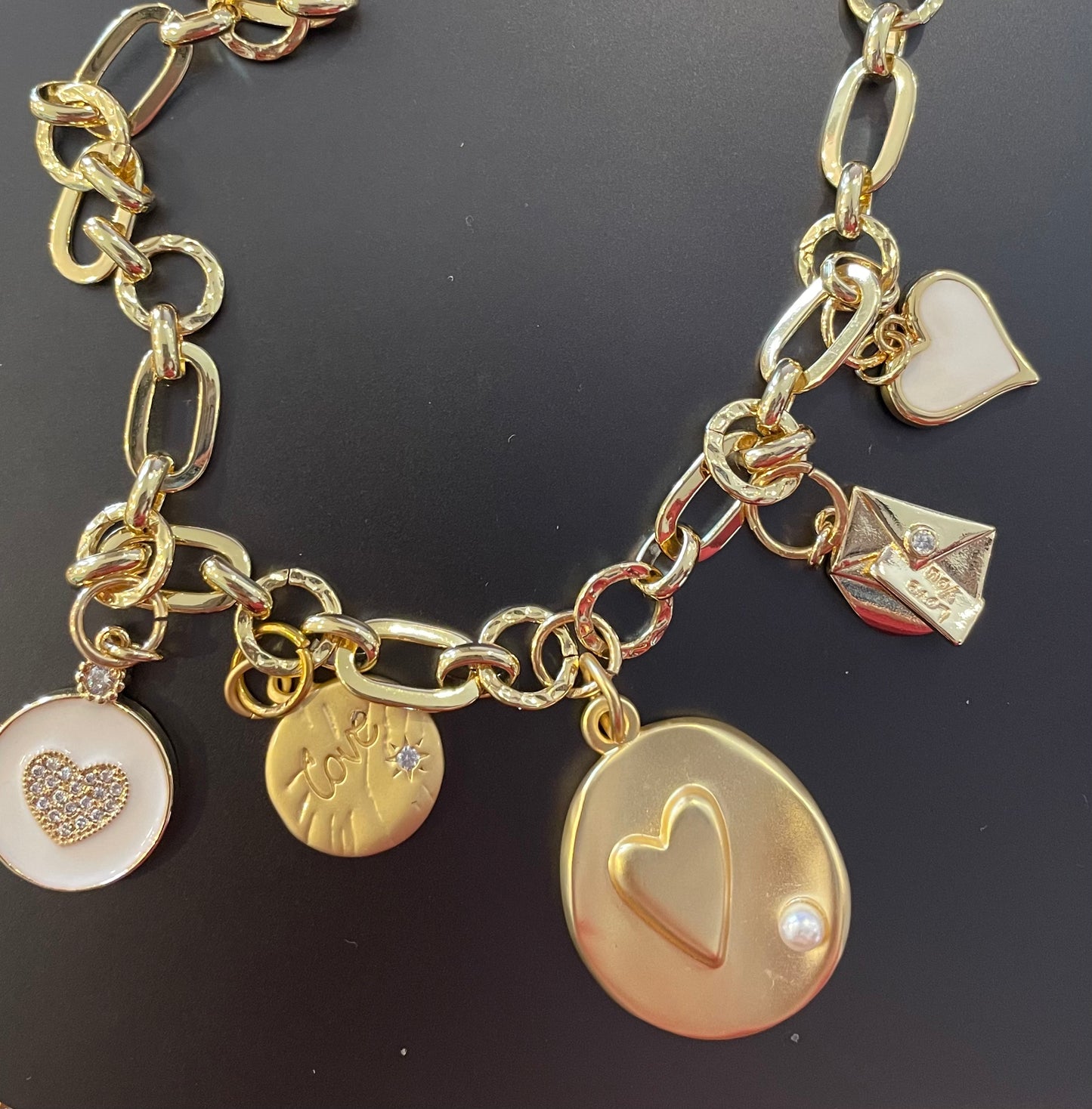 Drop Frosted Heart Pendant with Pearl