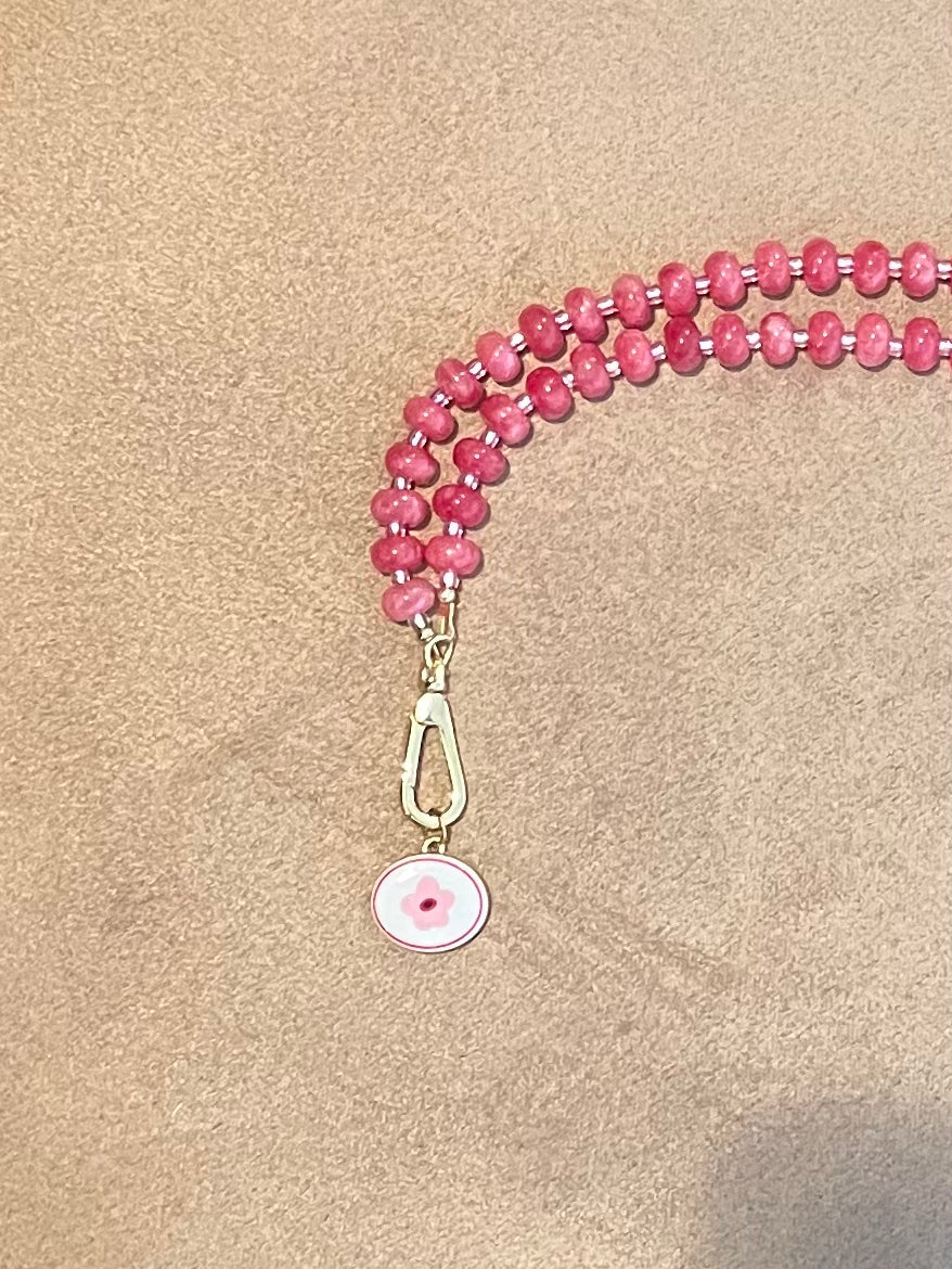 Pink Rose Quartz Natural Gemstone Necklace