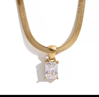 Exquisite Geometric Square CZ Snake Chain