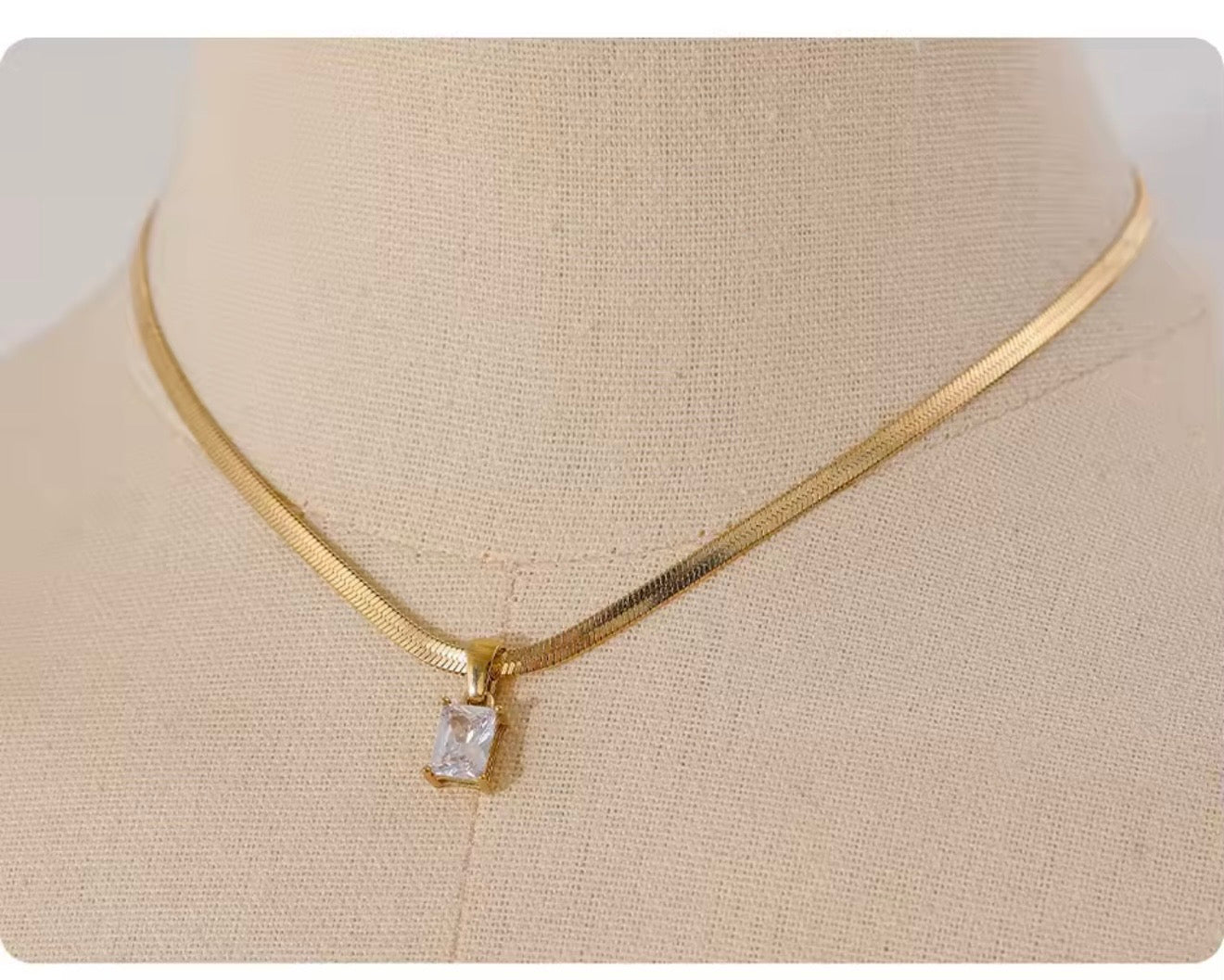 Exquisite Geometric Square CZ Snake Chain