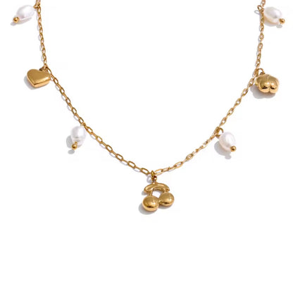 Natural Pearl, Heart, Cherry, Drop Necklace