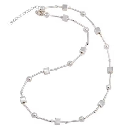 Sterling Silver Geometry Bead Necklace