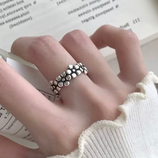 Sterling Silver Hip Hop Flower Ring