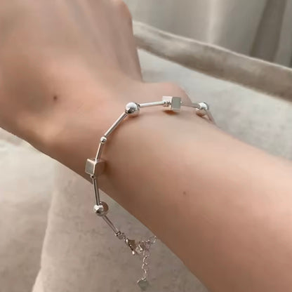 Sterling Silver Geometry Bead Necklace