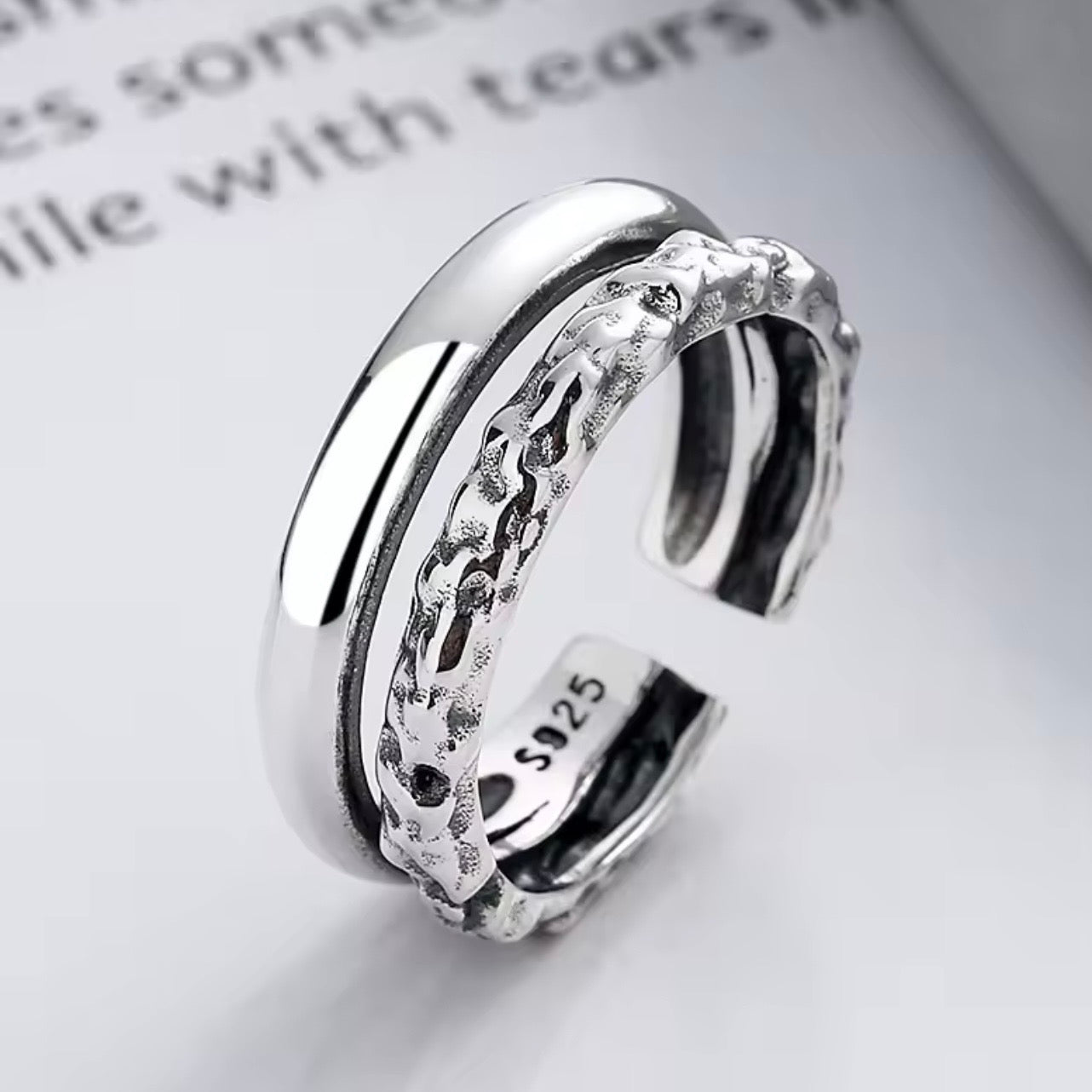 Retro Luxe Double Layer Sterling Silver Ring