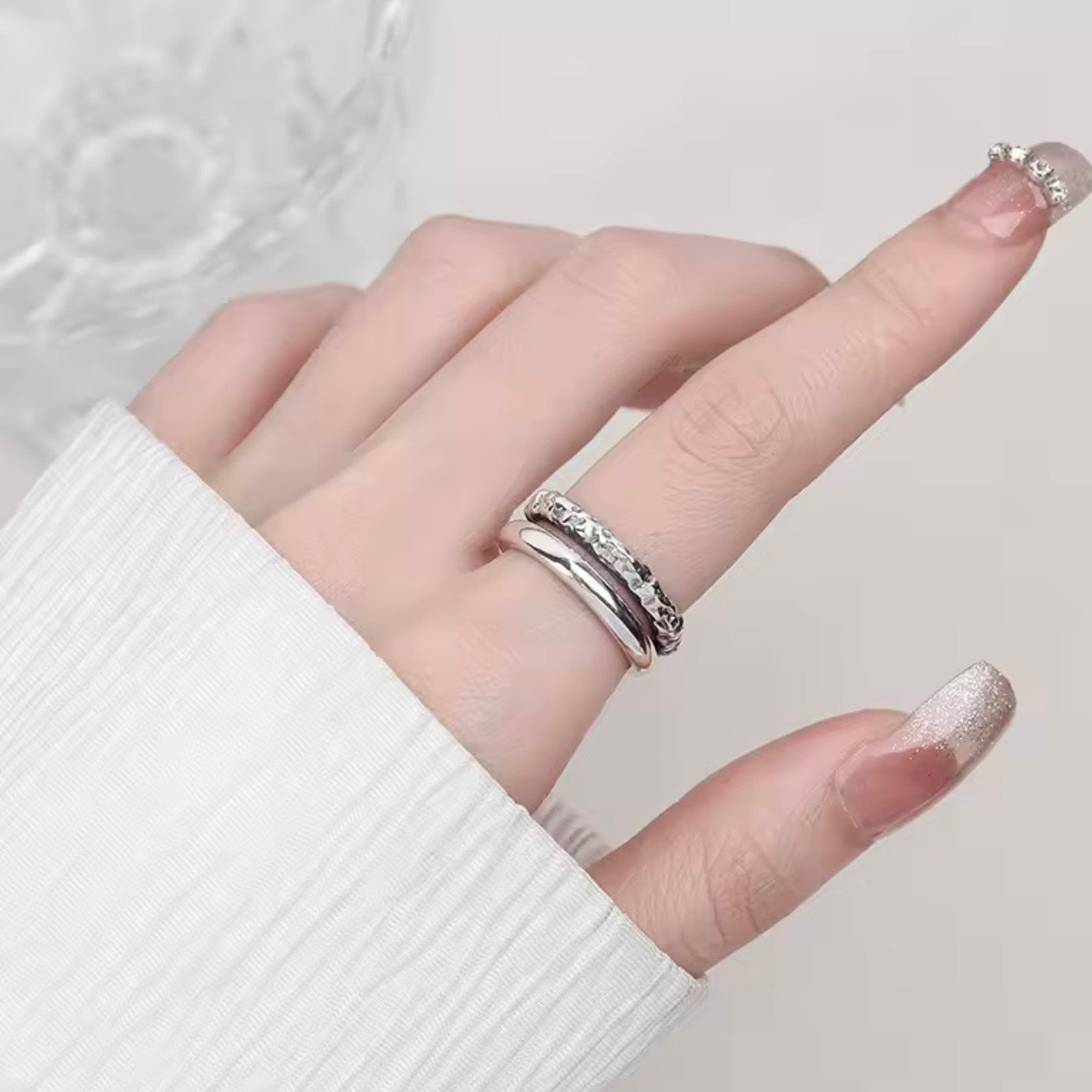 Retro Luxe Double Layer Sterling Silver Ring