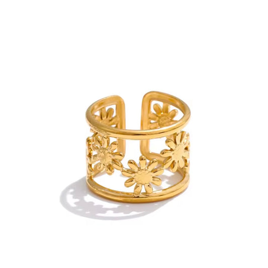 Flower Hollow Open Adjustable Ring