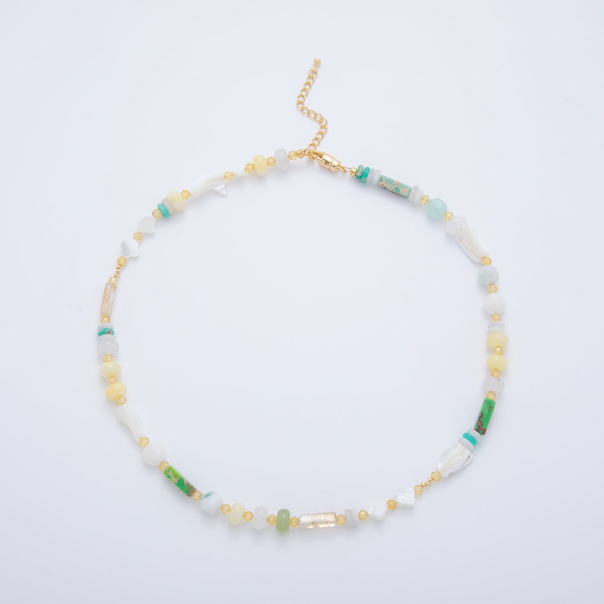 Splashed Earth & Sky Rondelle Beaded Necklace