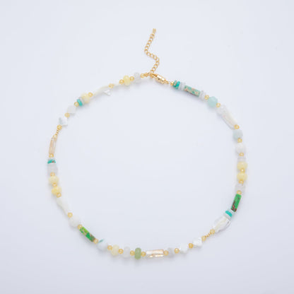 Splashed Earth & Sky Rondelle Beaded Necklace