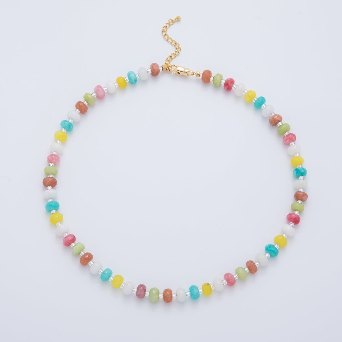 Splashed Earth & Sky Rondelle Beaded Necklace