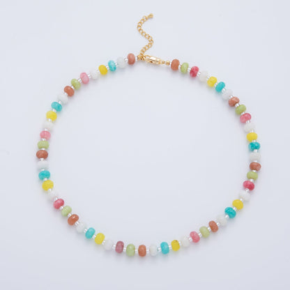 Splashed Earth & Sky Rondelle Beaded Necklace