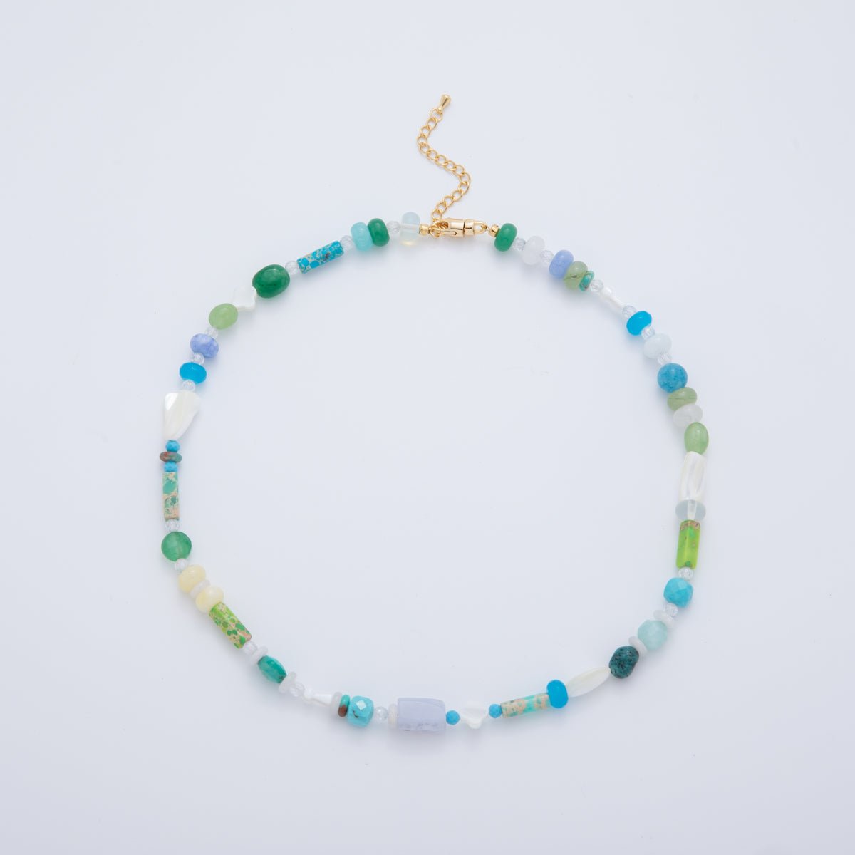 Splashed Earth & Sky Rondelle Beaded Necklace