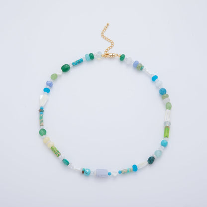 Splashed Earth & Sky Rondelle Beaded Necklace