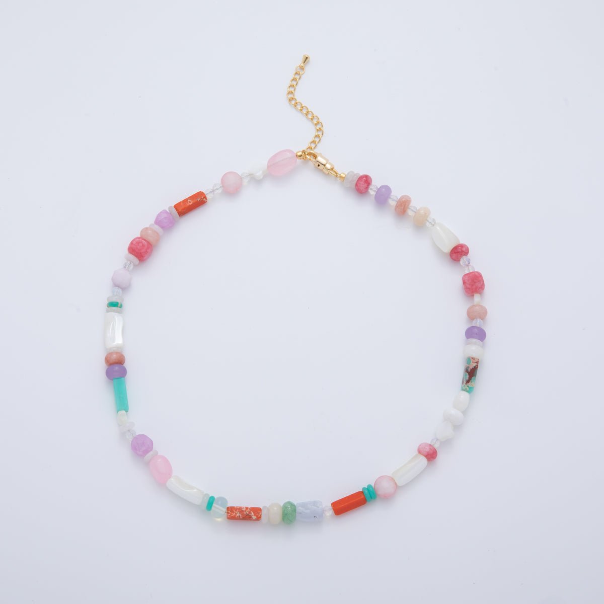 Splashed Earth & Sky Rondelle Beaded Necklace