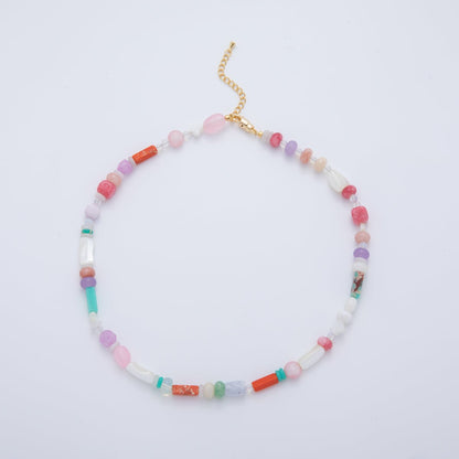 Splashed Earth & Sky Rondelle Beaded Necklace