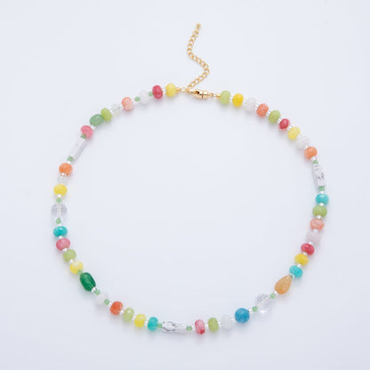Splashed Earth & Sky Rondelle Beaded Necklace