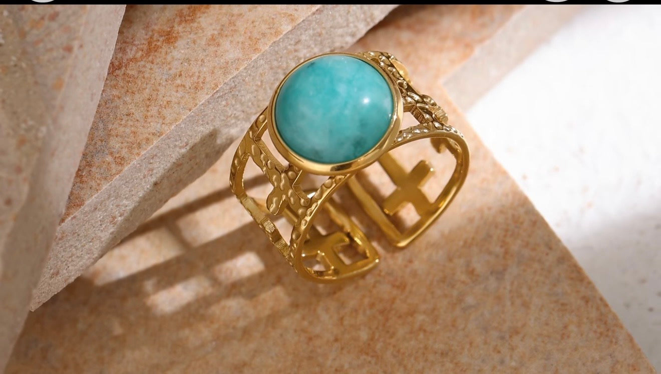 Trendy Blue Stone Opening Ring