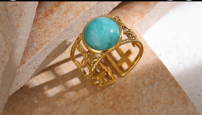 Trendy Blue Stone Opening Ring