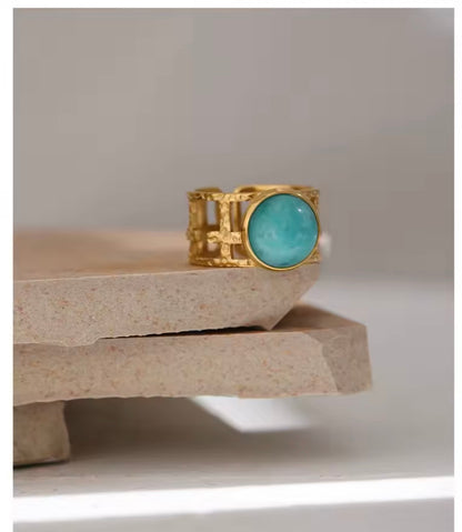 Trendy Blue Stone Opening Ring