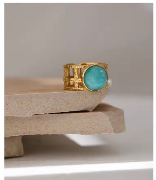 Trendy Blue Stone Opening Ring