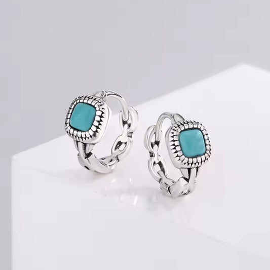 Original Natural Turquoise Hoop Earrings