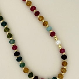 Multicolor Agate Shell Beaded Necklace