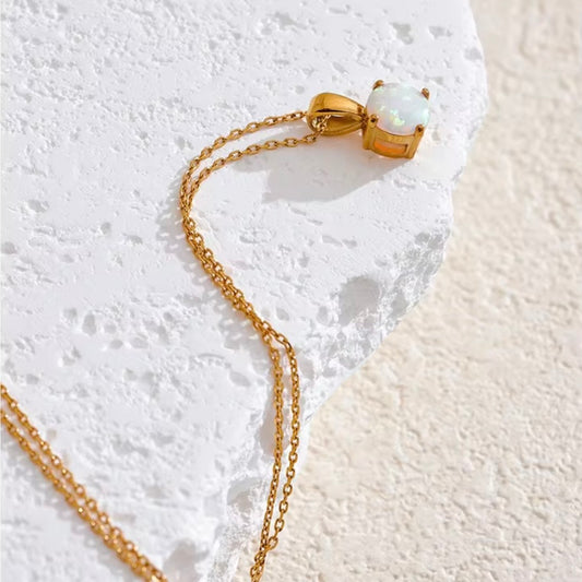 Round Opal Stone Pendant