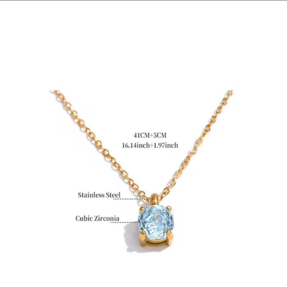 Light Blue Rose Flower Drop Necklace