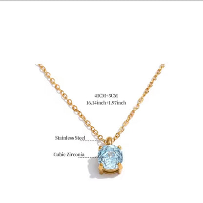 Light Blue Rose Flower Drop Necklace