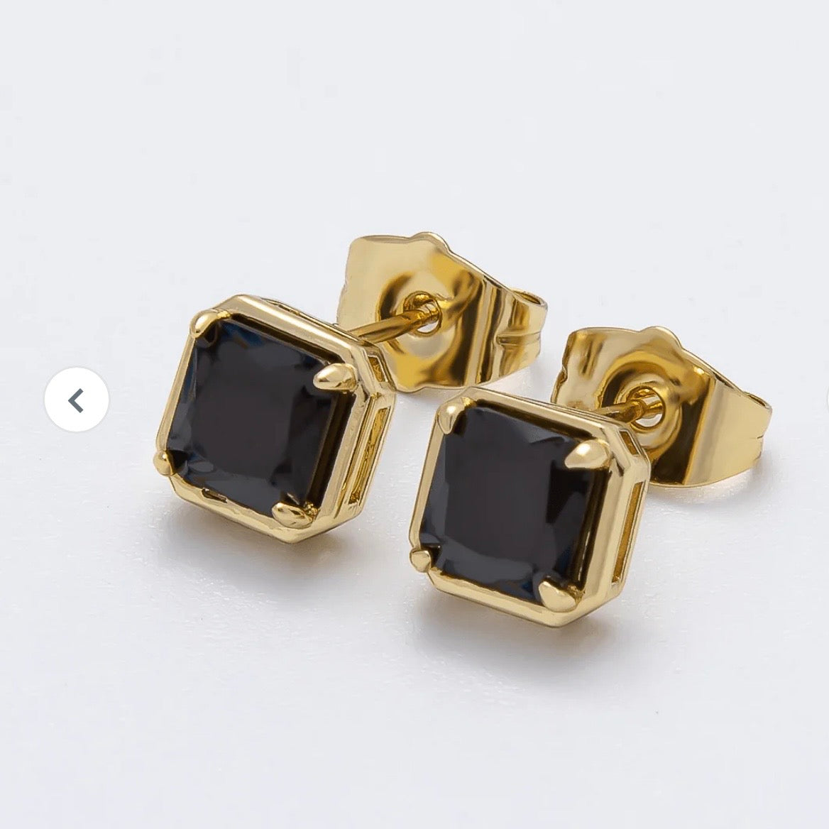 Black Baguette Square CZ Earring