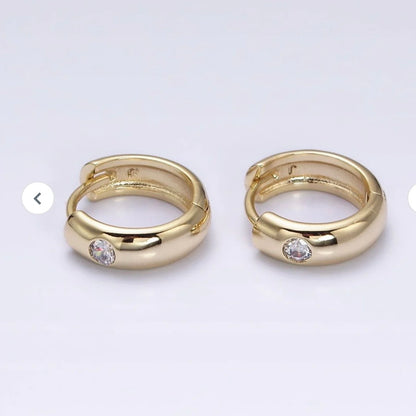 CZ Dotted Huggie Earrings