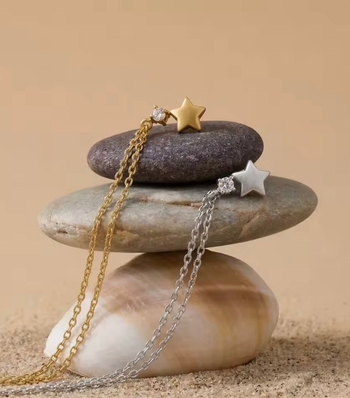 Cubic Zirconia Golden Star Necklace
