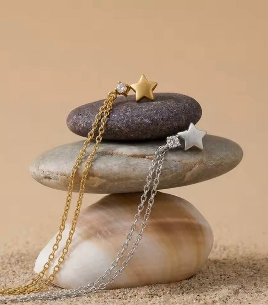Cubic Zirconia Golden Star Necklace