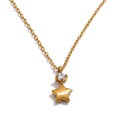 Cubic Zirconia Golden Star Necklace
