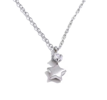 Cubic Zirconia Golden Star Necklace