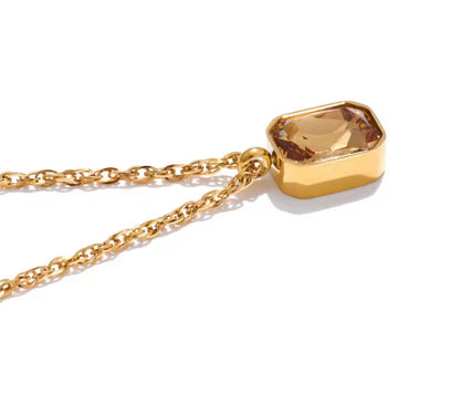 Shiny Champagne Zirconia Pendant Necklace