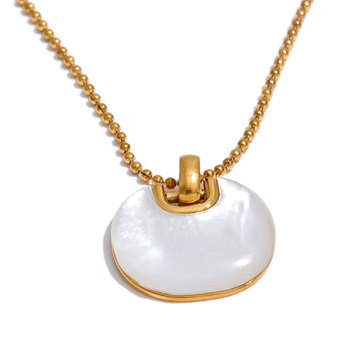Moonlit Shell Pearl Drop Necklace