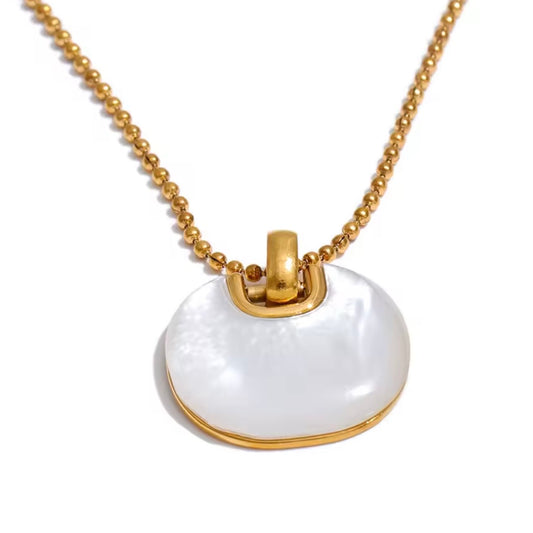 Moonlit Shell Pearl Drop Necklace