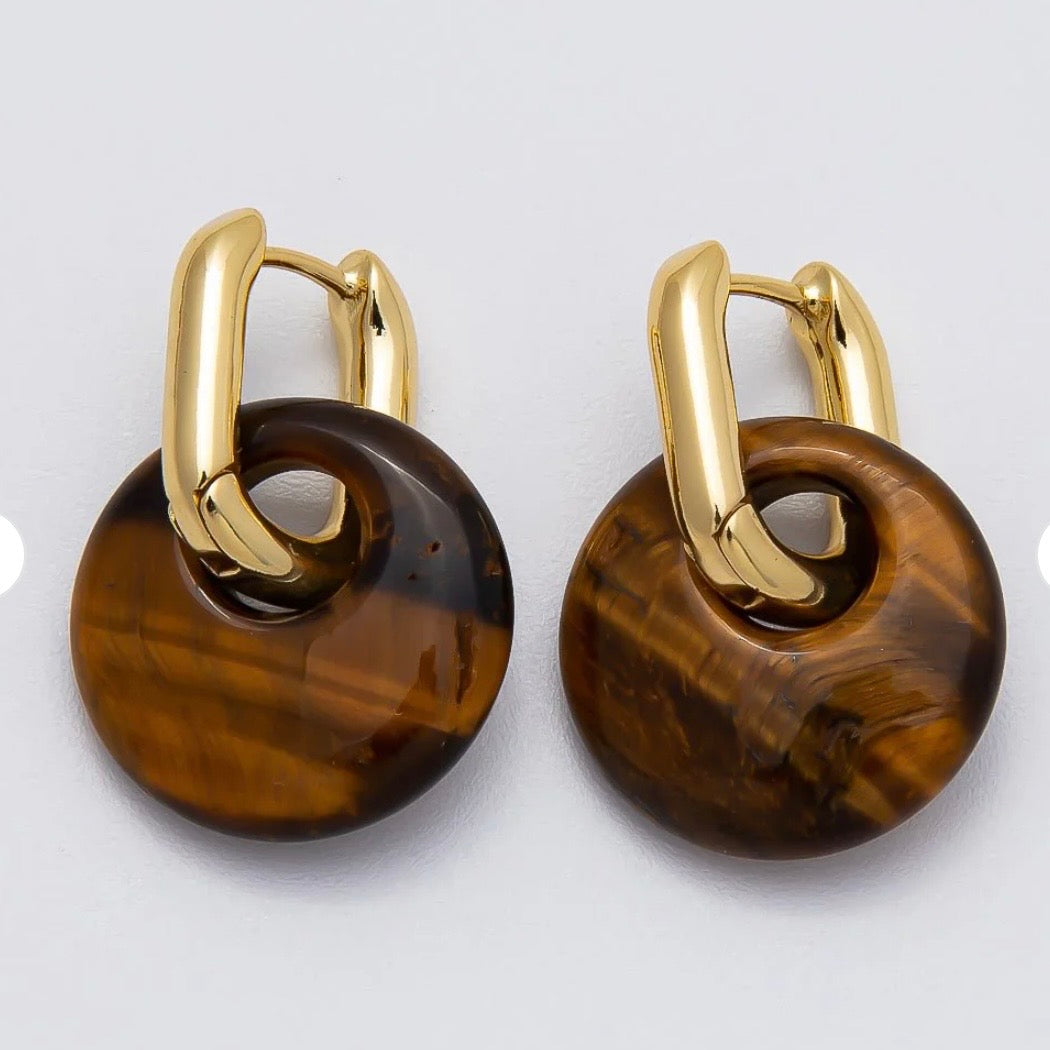 Golden Tiger Drop Earrings