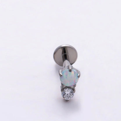 Flat Back White Opal CZ Earrings