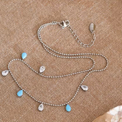 Turquoise Teardrop Charm Necklace
