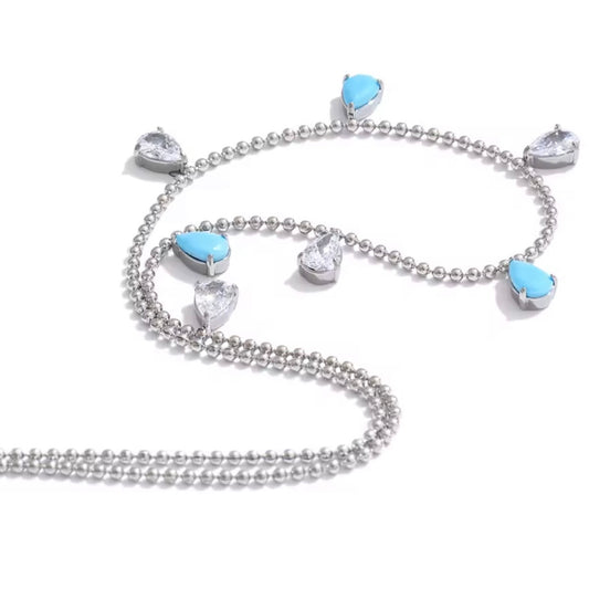 Turquoise Teardrop Charm Necklace